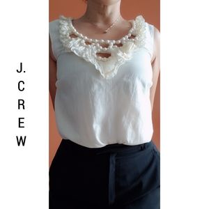 NWOT J.Crew Ivory Ruffled Colier Necklace Top